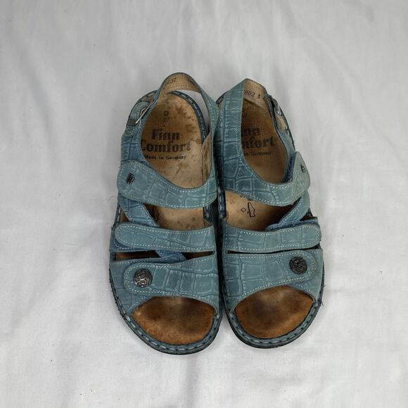 Finn Comfort Teal Blue Sandals Size EU 37D/US 6.5-7 Made in Germany, comfort - Picture 1 of 9